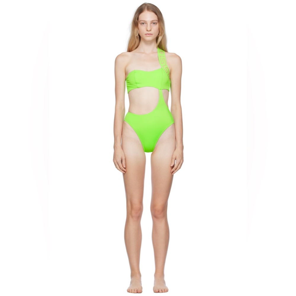 NWT Versace Greca Green One Piece Swimsuit